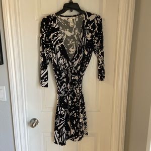 Black & White Wrap Dress